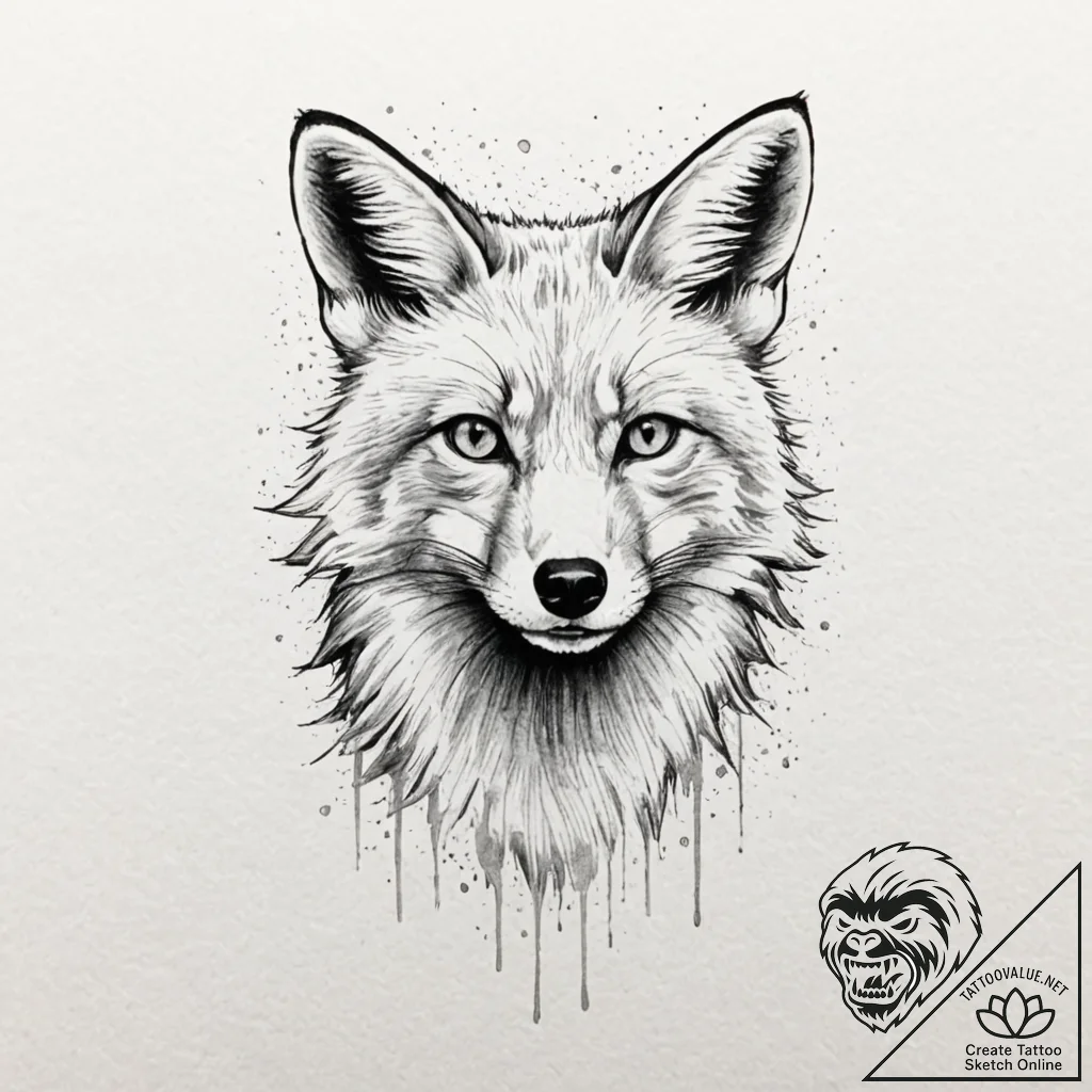 Tattoo sketch, urban fox, neon gaze, a sleek,... - tattoo sketch (№1752456941_0, 14.07.2025 01:35) — tattoovalue.net