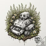 Tattoo sketch, lost robot in nature, a small,… – tattoo sketch (№1752457193_0, 14.07.2025 01:39) — tattoovalue.net