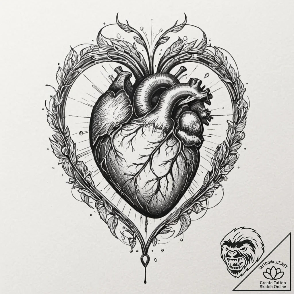 Tattoo sketch, holographic heartbeat, a shimm... - tattoo sketch (№1752457276_0, 14.07.2025 01:41) — tattoovalue.net