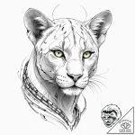 Tattoo sketch, futuristic feline guardian, a… – tattoo sketch (№1752457783_0, 14.07.2025 01:49) — tattoovalue.net