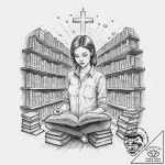 Tattoo sketch, keeper of the digital library,… – tattoo sketch (№1752458033_0, 14.07.2025 01:53) — tattoovalue.net