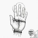 Tattoo sketch, hand of fate, digital threads,… – tattoo sketch (№1752458116_0, 14.07.2025 01:55) — tattoovalue.net