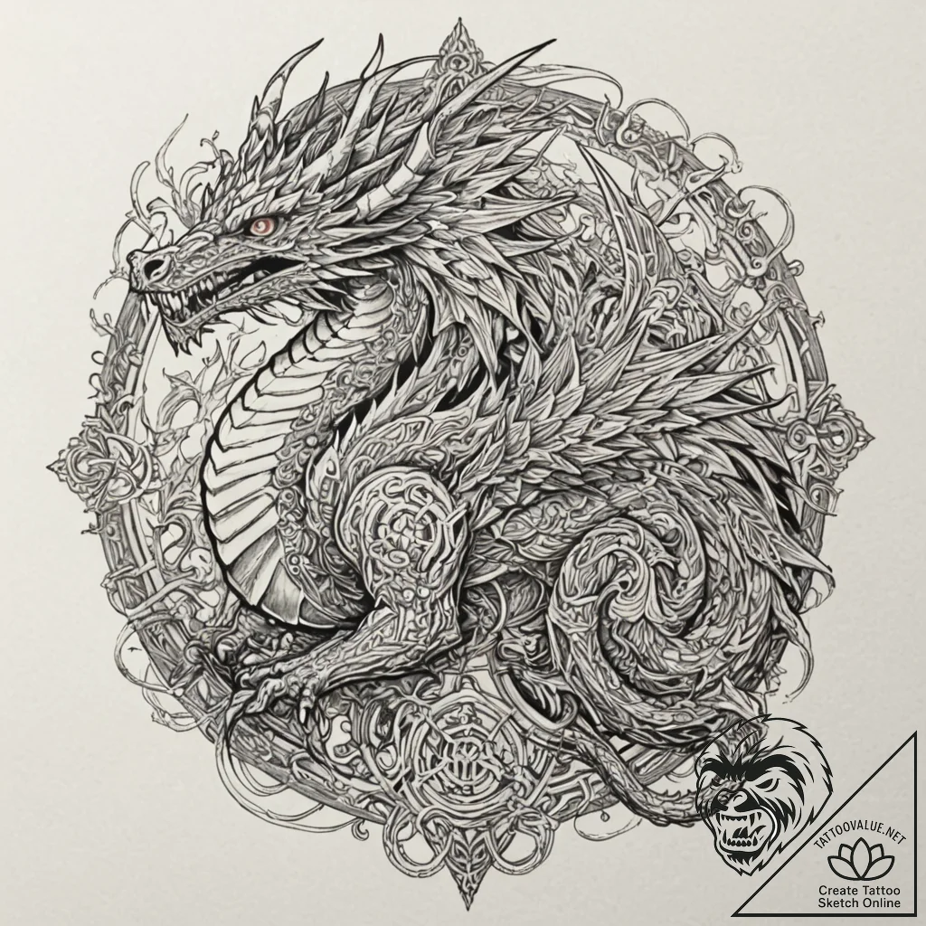 Tattoo sketch, xylography of cybernetic beast... - tattoo sketch (№1752458367_0, 14.07.2025 01:59) — tattoovalue.net