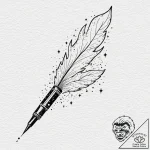 Tattoo sketch, stellar scribe’s quill, an ele… – tattoo sketch (№1752458699_0, 14.07.2025 02:04) — tattoovalue.net