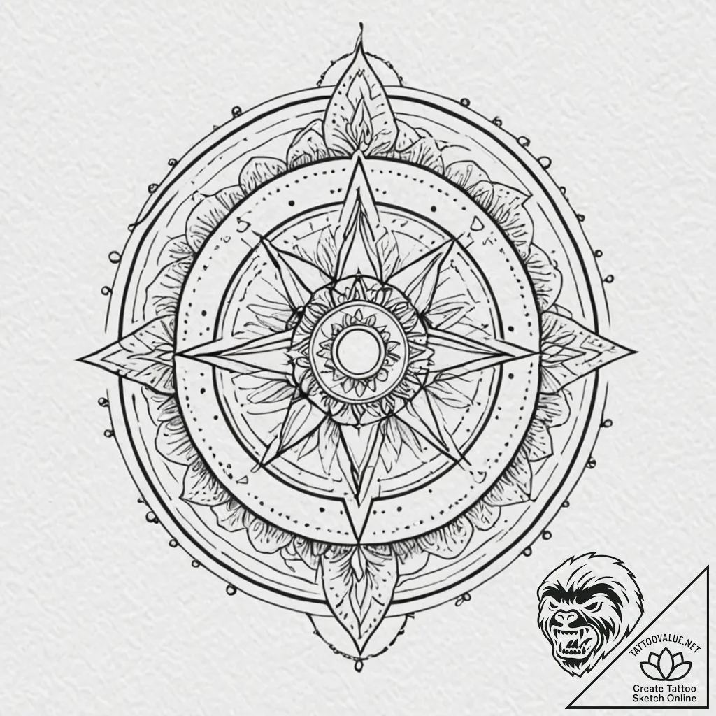 Tattoo sketch, intuition compass, a tradition... - tattoo sketch (№1752458782_0, 14.07.2025 02:06) — tattoovalue.net