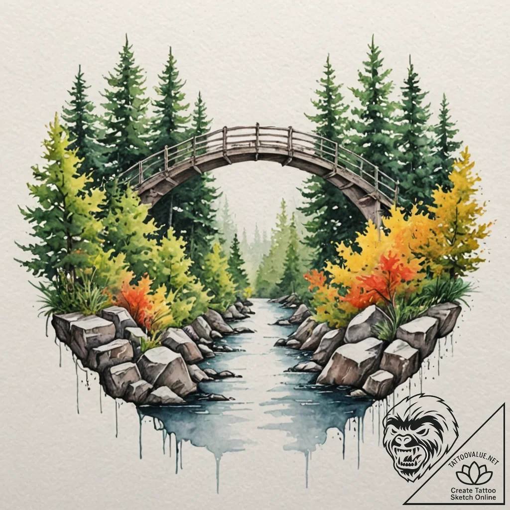 Tattoo sketch, living bridge of light, a grac... - tattoo sketch (№1752458865_0, 14.07.2025 02:07) — tattoovalue.net