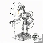 Tattoo sketch, robotic bird, singing code, a… – tattoo sketch (№1752458950_0, 14.07.2025 02:09) — tattoovalue.net