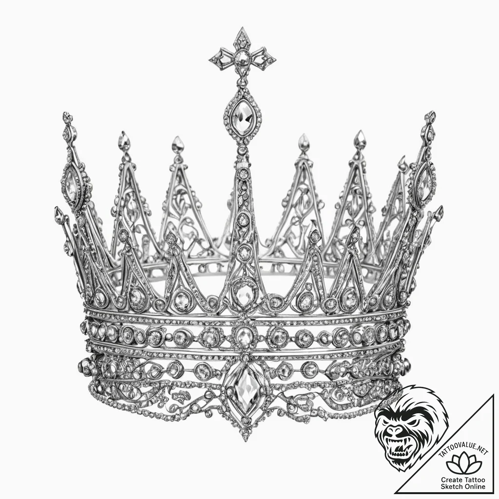 Tattoo sketch, royal crown of data, a majesti... - tattoo sketch (№1752459033_0, 14.07.2025 02:10) — tattoovalue.net