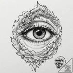 Tattoo sketch, quasar reflection eye, a close… – tattoo sketch (№1752459624_0, 14.07.2025 02:20) — tattoovalue.net