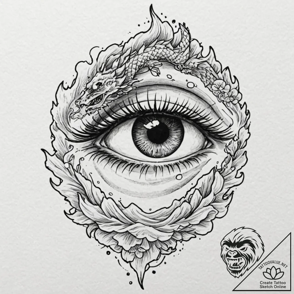 Tattoo sketch, quasar reflection eye, a close... - tattoo sketch (№1752459624_0, 14.07.2025 02:20) — tattoovalue.net