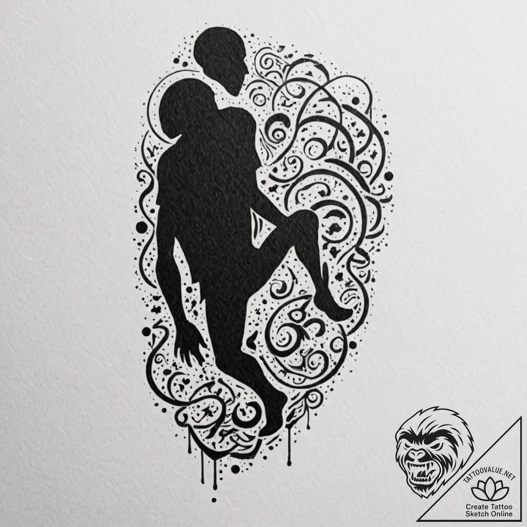 Tattoo sketch, living shadow puppet, a styliz... - tattoo sketch (№1752459792_0, 14.07.2025 02:23) — tattoovalue.net