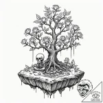 Tattoo sketch, bonsai tree growing on a tiny,… – tattoo sketch (№1752460625_0, 14.07.2025 02:37) — tattoovalue.net