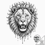 Tattoo sketch, lion’s roar, soundwave symmetr… – tattoo sketch (№1752460708_0, 14.07.2025 02:38) — tattoovalue.net