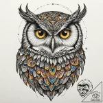 Tattoo sketch, owl, gaze of otherworldy visio… – tattoo sketch (№1752460791_0, 14.07.2025 02:39) — tattoovalue.net
