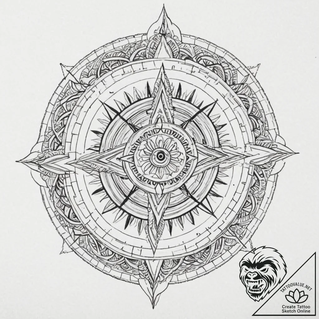 Tattoo sketch, intuition compass, a tradition... - tattoo sketch (№1752460958_0, 14.07.2025 02:42) — tattoovalue.net