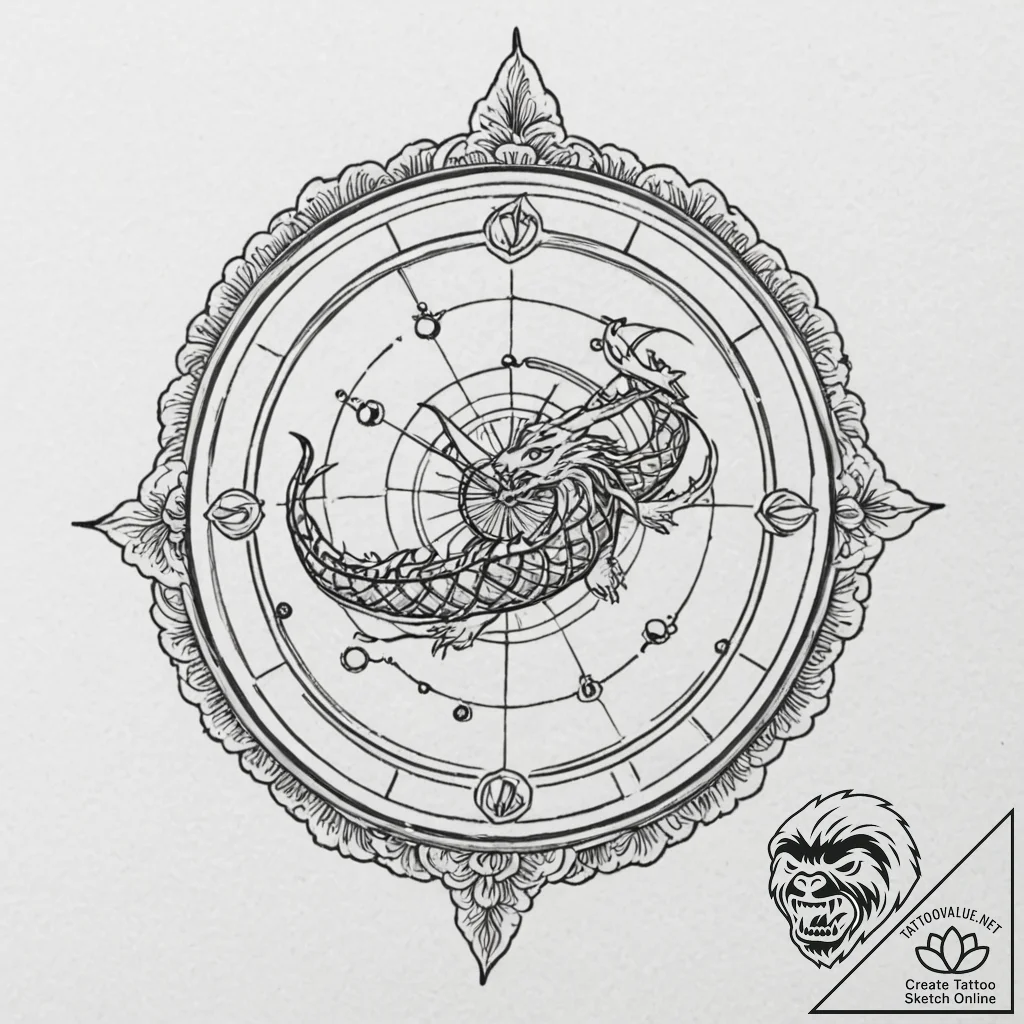 Tattoo sketch, interstellar voyager's compass... - tattoo sketch (№1752461464_0, 14.07.2025 02:51) — tattoovalue.net