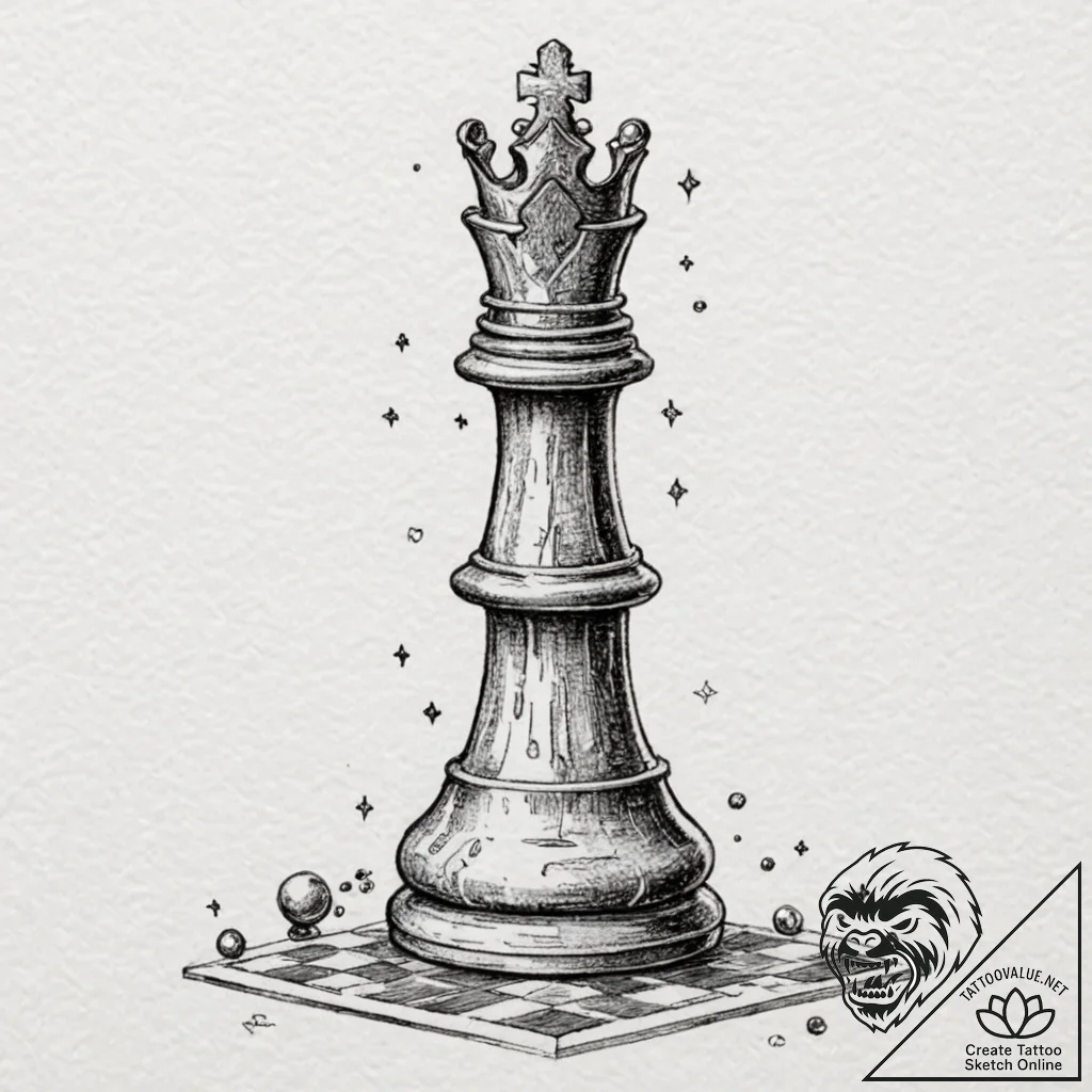 Tattoo sketch, galactic chess piece, a single... - tattoo sketch (№1752461885_0, 14.07.2025 02:58) — tattoovalue.net