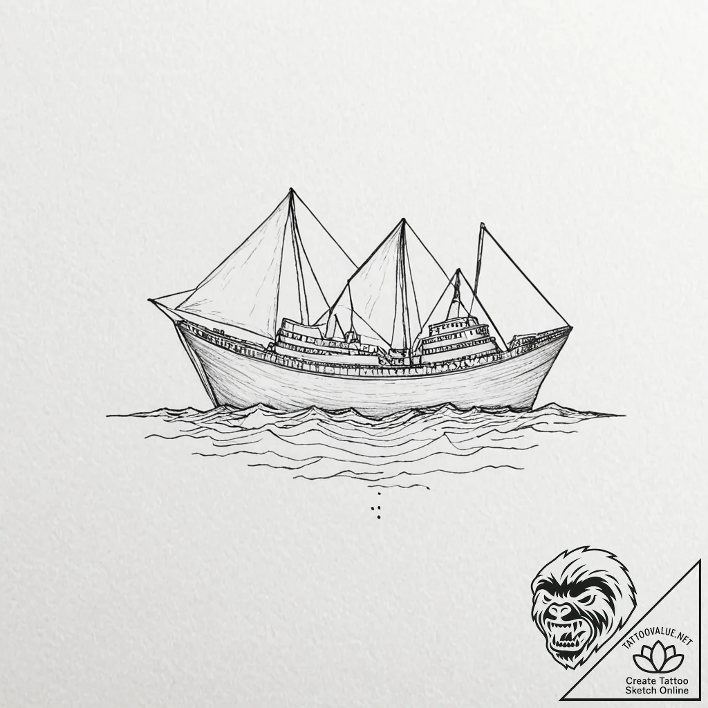 Tattoo sketch, origami ocean liner, a delicat... - tattoo sketch (№1752461968_0, 14.07.2025 02:59) — tattoovalue.net