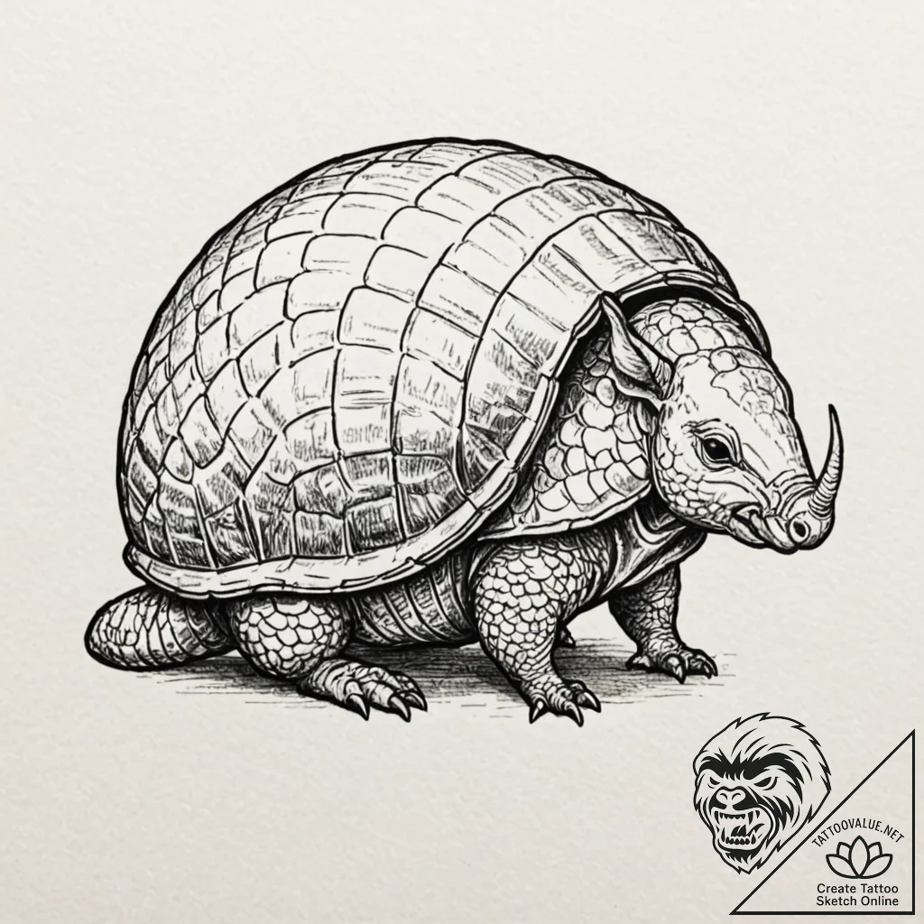 Tattoo sketch, an armadillo curled up, but it... - tattoo sketch (№1752462052_0, 14.07.2025 03:00) — tattoovalue.net