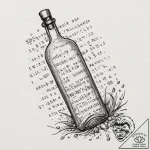 Tattoo sketch, time-lost message in a bottle… – tattoo sketch (№1752462388_0, 14.07.2025 03:06) — tattoovalue.net