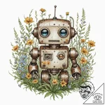 Tattoo sketch, forgotten robot toy, a small,… – tattoo sketch (№1752462472_0, 14.07.2025 03:07) — tattoovalue.net
