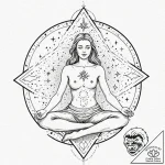 Tattoo sketch, zenith meditator, cosmic conne… – tattoo sketch (№1752463408_0, 14.07.2025 03:23) — tattoovalue.net