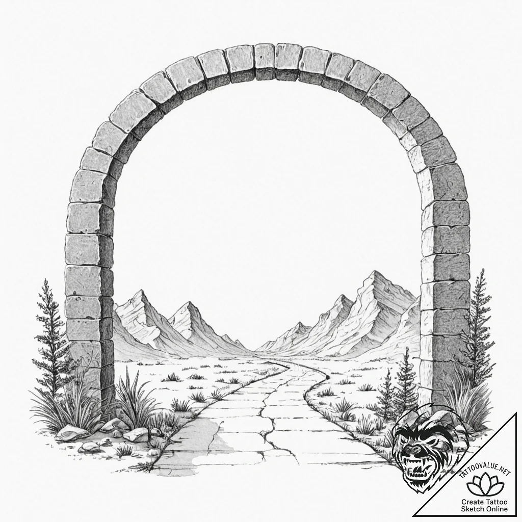 Tattoo sketch, new horizon gateway, a large,... - tattoo sketch (№1752463576_0, 14.07.2025 03:26) — tattoovalue.net