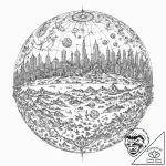 Tattoo sketch, imagined futures globe, a styl… – tattoo sketch (№1752463659_0, 14.07.2025 03:27) — tattoovalue.net