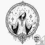 Tattoo sketch, gatekeeper of dreams, a myster… – tattoo sketch (№1752464506_0, 14.07.2025 03:41) — tattoovalue.net