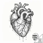 Tattoo sketch, an anatomical heart with a clo… – tattoo sketch (№1752464675_0, 14.07.2025 03:44) — tattoovalue.net