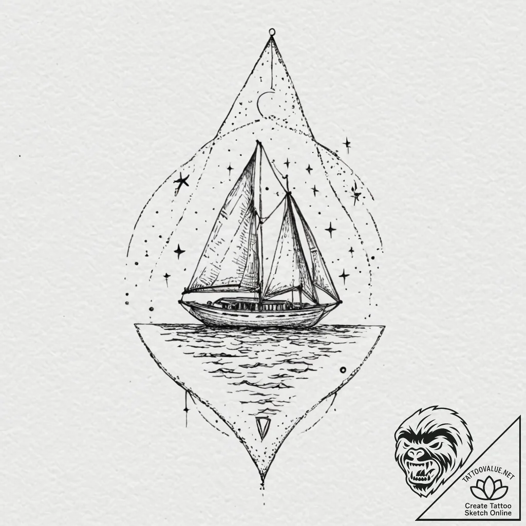 Tattoo sketch, journey by starlight, a small,... - tattoo sketch (№1752465100_0, 14.07.2025 03:51) — tattoovalue.net