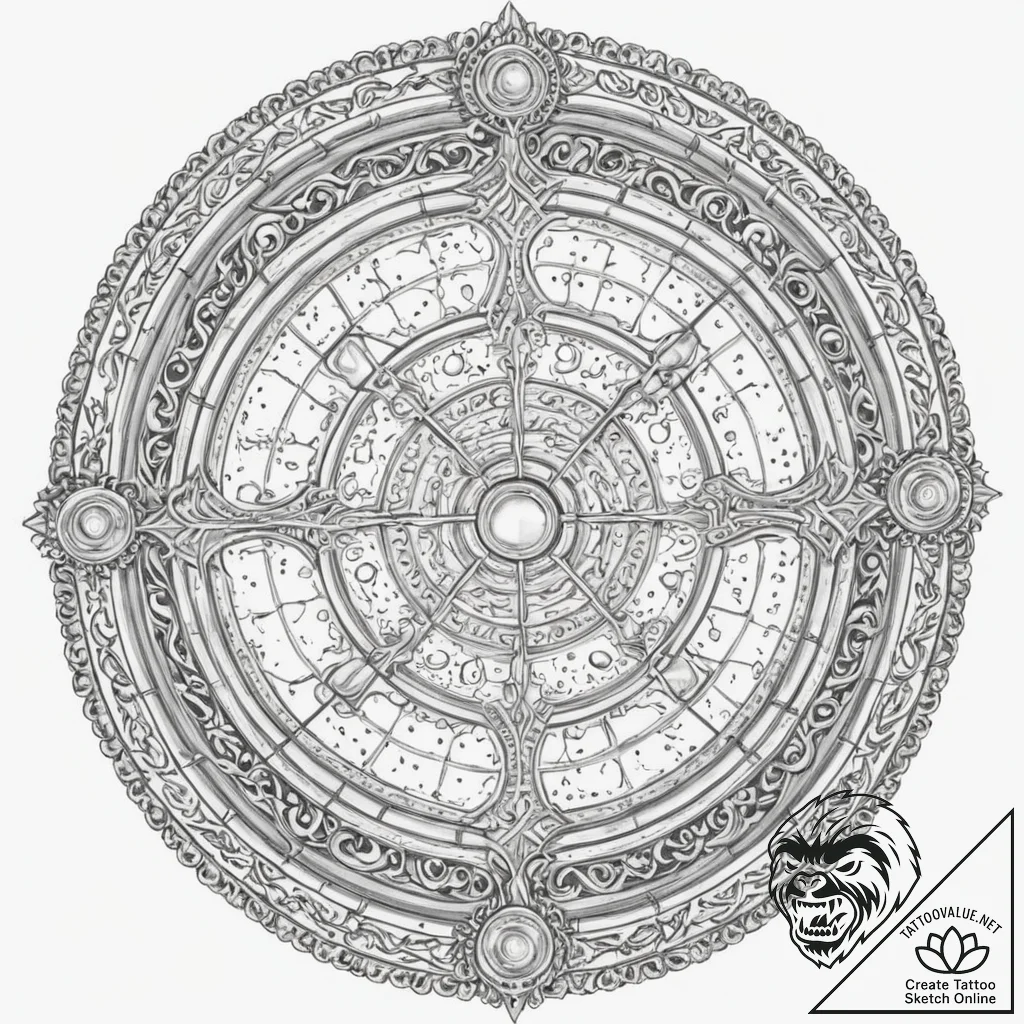 Tattoo sketch, voyager's vault of vows, a sty... - tattoo sketch (№1752465186_0, 14.07.2025 03:53) — tattoovalue.net