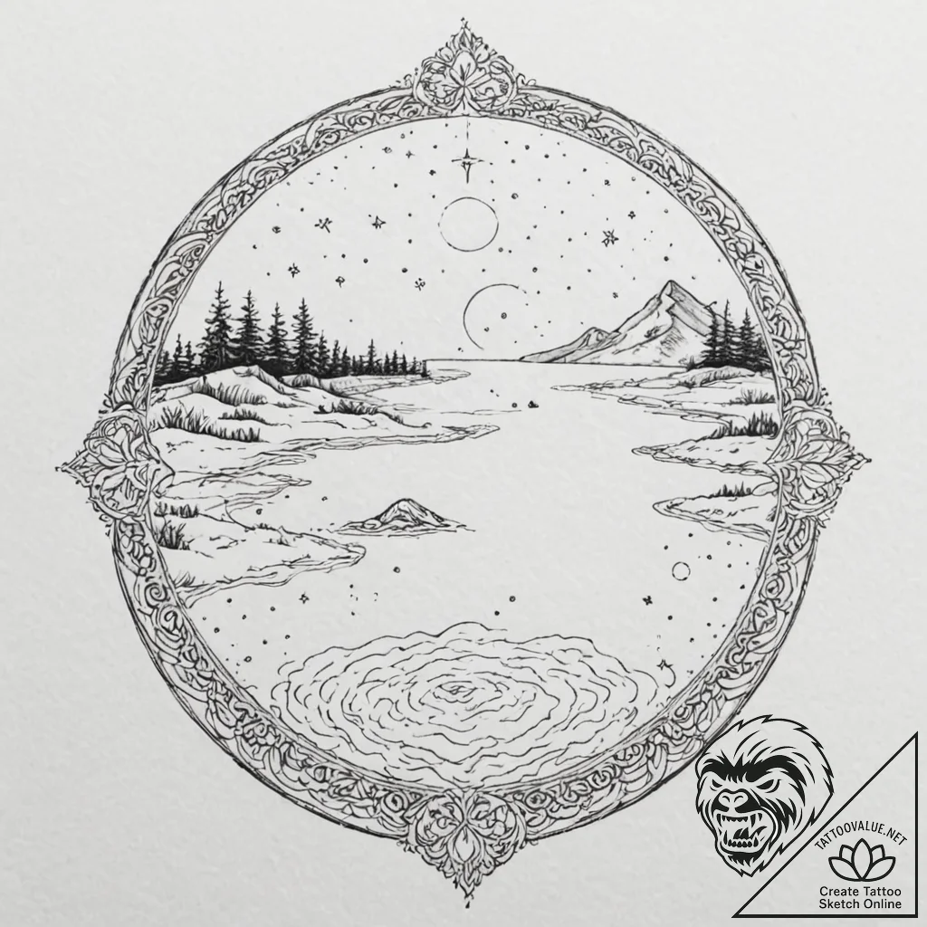 Tattoo sketch, introspection island, a small,... - tattoo sketch (№1752465694_0, 14.07.2025 04:01) — tattoovalue.net