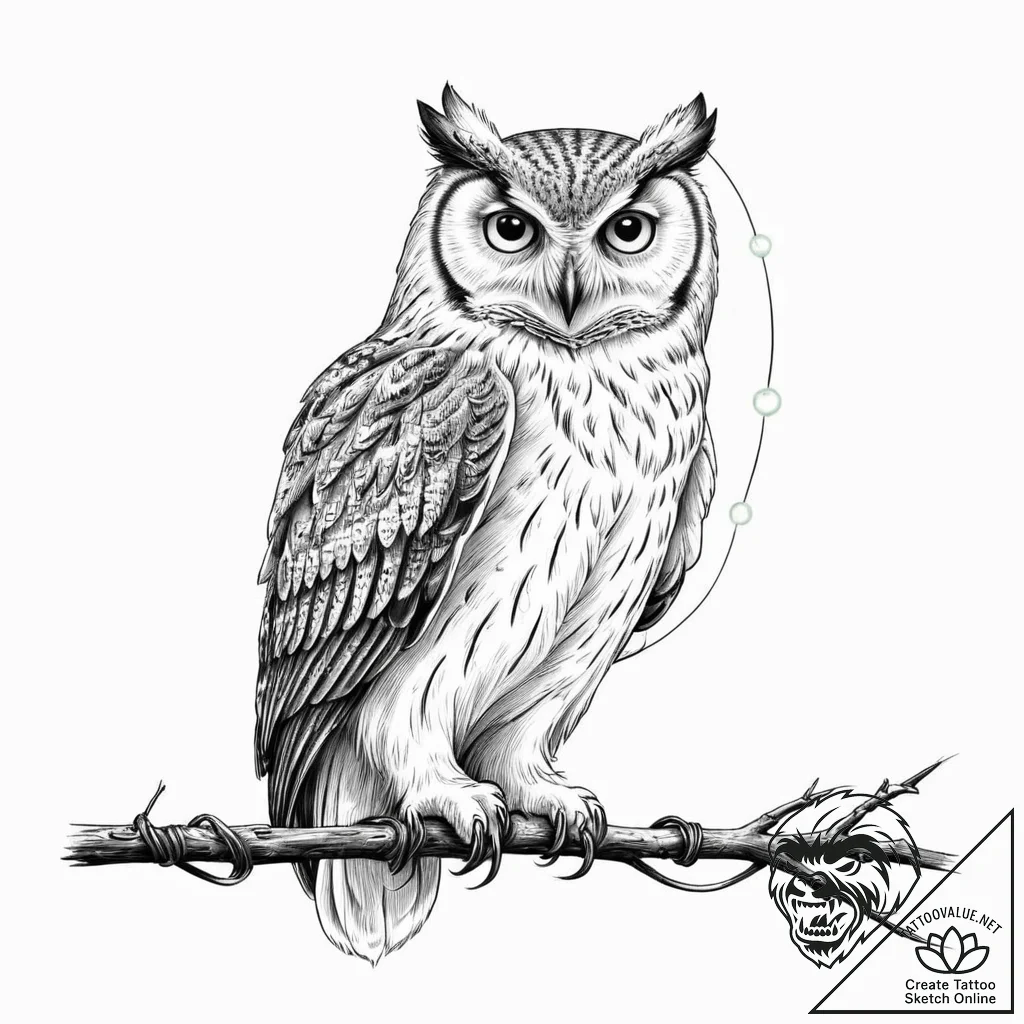 Tattoo sketch, night owl's digital gaze, a ma... - tattoo sketch (№1752466114_0, 14.07.2025 04:08) — tattoovalue.net