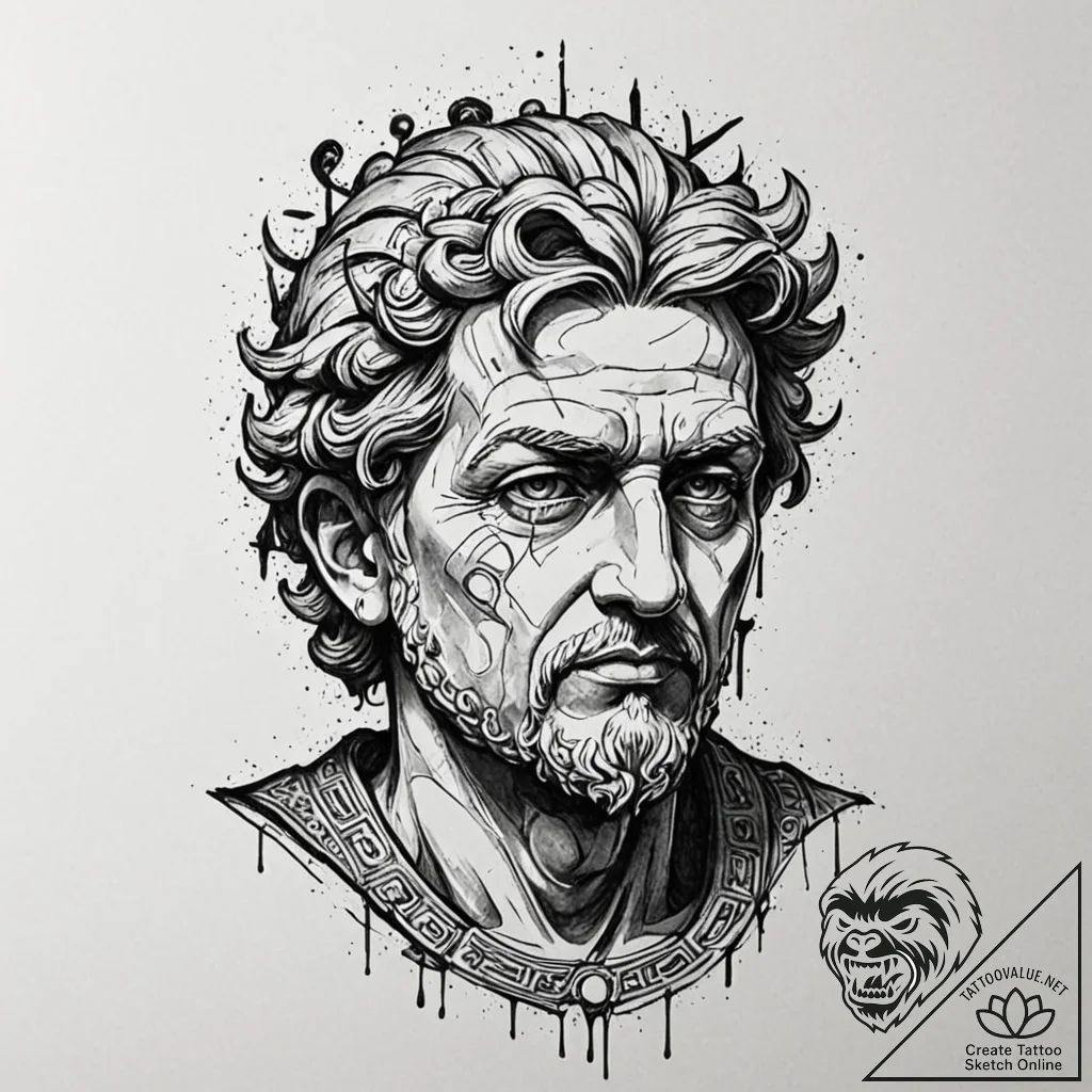 Tattoo sketch, graffiti-covered oracle, an an... - tattoo sketch (№1752466368_0, 14.07.2025 04:12) — tattoovalue.net