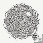 Tattoo sketch, cosmic yarn ball: a tangled ba… – tattoo sketch (№1752466451_0, 14.07.2025 04:14) — tattoovalue.net