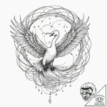 Tattoo sketch, winged wanderer, quantum feath… – tattoo sketch (№1752466617_0, 14.07.2025 04:16) — tattoovalue.net
