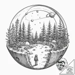 Tattoo sketch, orbital oasis garden, a miniat… – tattoo sketch (№1752466952_0, 14.07.2025 04:22) — tattoovalue.net