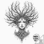 Tattoo sketch, holographic forest spirit, a t… – tattoo sketch (№1752467036_0, 14.07.2025 04:23) — tattoovalue.net
