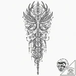 Tattoo sketch, shamanic staff, data totems, a… – tattoo sketch (№1752467288_0, 14.07.2025 04:28) — tattoovalue.net