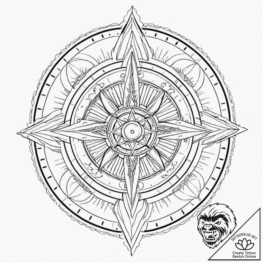 Tattoo sketch, zircon compass, guiding light,... - tattoo sketch (№1752467455_0, 14.07.2025 04:30) — tattoovalue.net