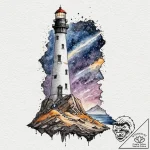 Tattoo sketch, galactic lighthouse keeper, a… – tattoo sketch (№1752468123_0, 14.07.2025 04:42) — tattoovalue.net