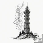 Tattoo sketch, uplink tower to the subconscio… – tattoo sketch (№1752468878_0, 14.07.2025 04:54) — tattoovalue.net