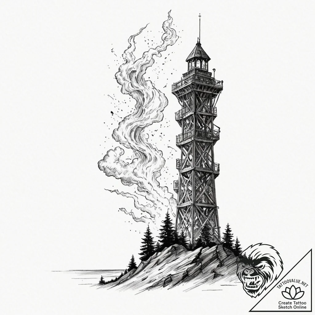 Tattoo sketch, uplink tower to the subconscio... - tattoo sketch (№1752468878_0, 14.07.2025 04:54) — tattoovalue.net