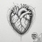 Tattoo sketch, geometric heart, breaking apar… – tattoo sketch (№1752469045_0, 14.07.2025 04:57) — tattoovalue.net