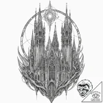 Tattoo sketch, neo-gothic network spire, a to… – tattoo sketch (№1752469130_0, 14.07.2025 04:58) — tattoovalue.net