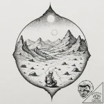 Tattoo sketch, orphaned ai core, a single, gl… – tattoo sketch (№1752469632_0, 14.07.2025 05:07) — tattoovalue.net