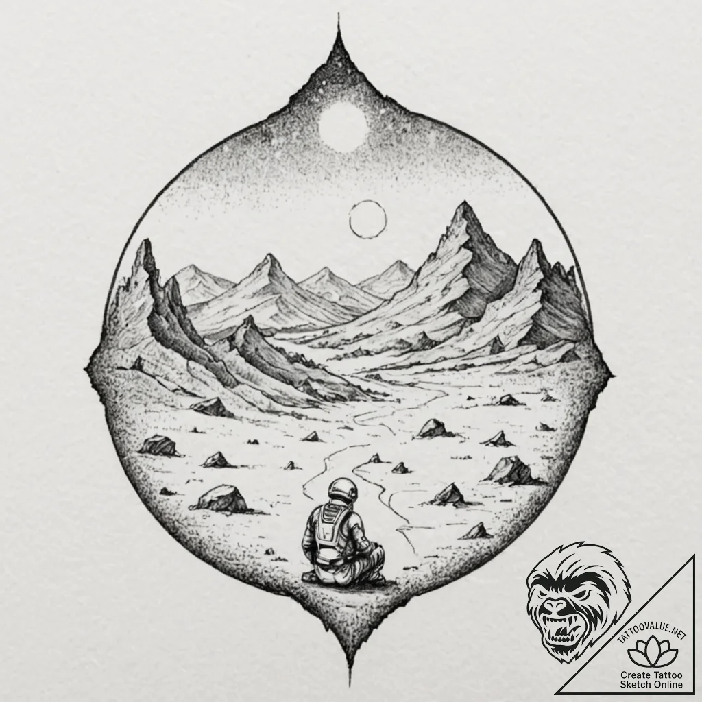 Tattoo sketch, orphaned ai core, a single, gl... - tattoo sketch (№1752469632_0, 14.07.2025 05:07) — tattoovalue.net