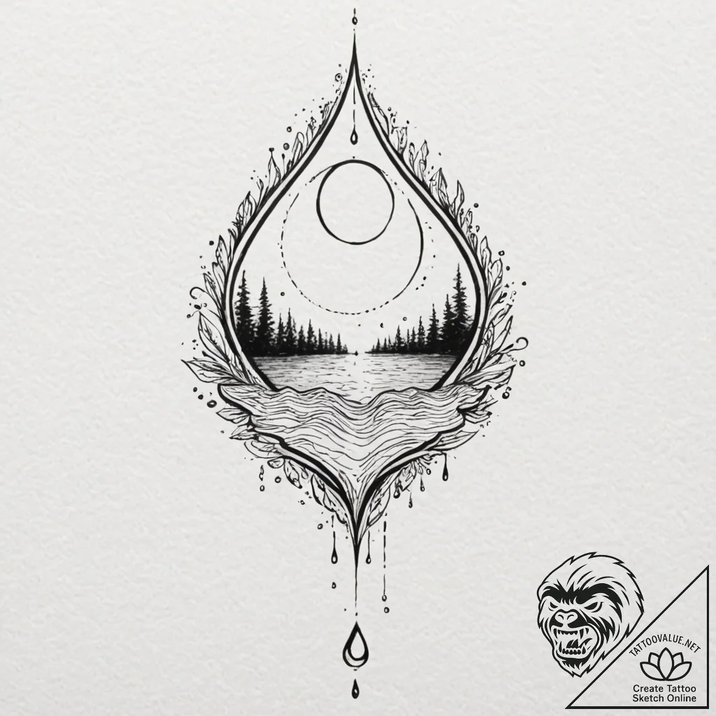 Tattoo sketch, nature's data pulse, a gentle... - tattoo sketch (№1752469840_0, 14.07.2025 05:10) — tattoovalue.net
