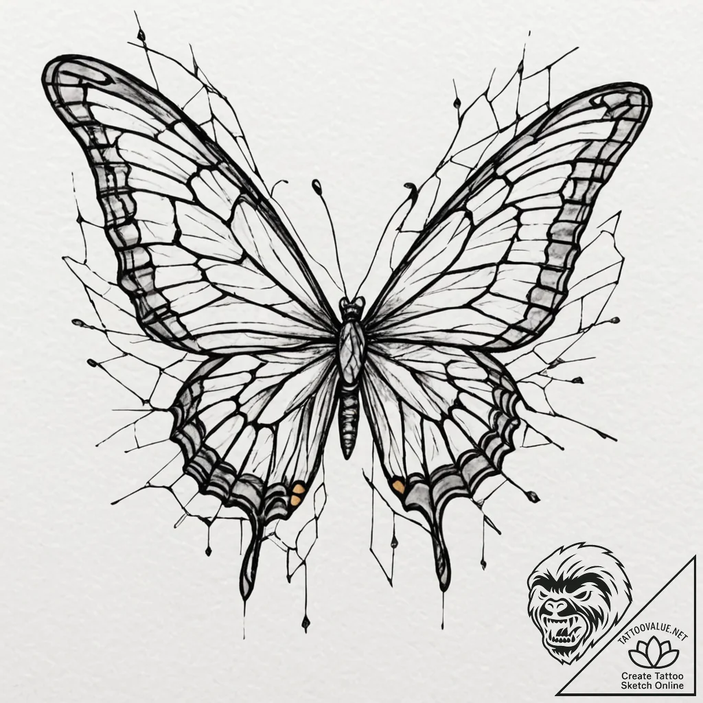Tattoo sketch, butterfly with wings made of s... - tattoo sketch (№1752469994_0, 14.07.2025 05:13) — tattoovalue.net
